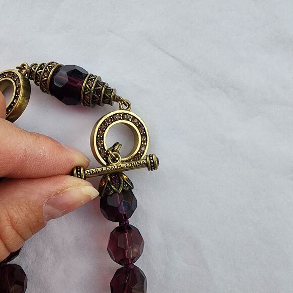 HEIDI DAUS Long Purple Crystal Beaded Formal Necklace Retired 24" Layering - Picture 5 of 8